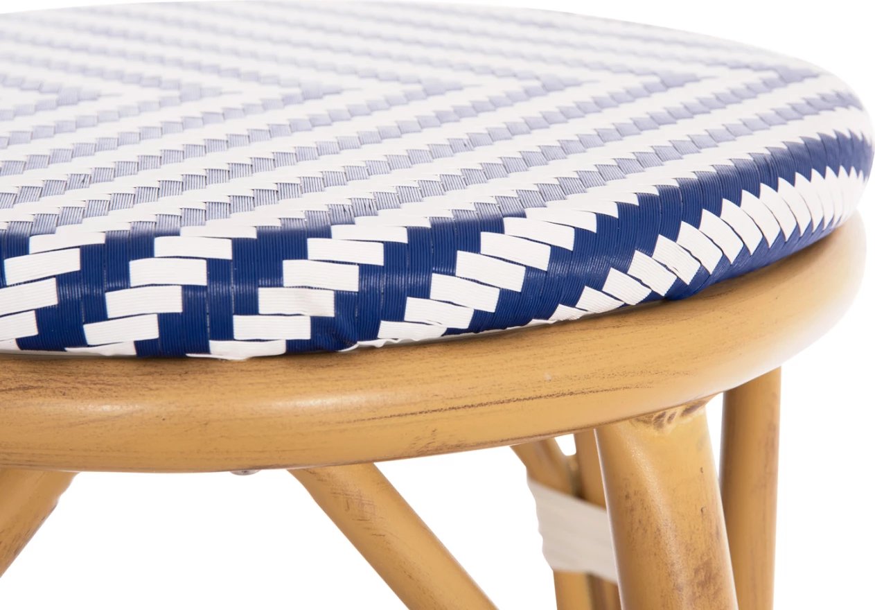 Karrige për bar mesatare alumini CHINO FH6286.05 pamje bambuje & tekstilene blu 43x43x65Hcm