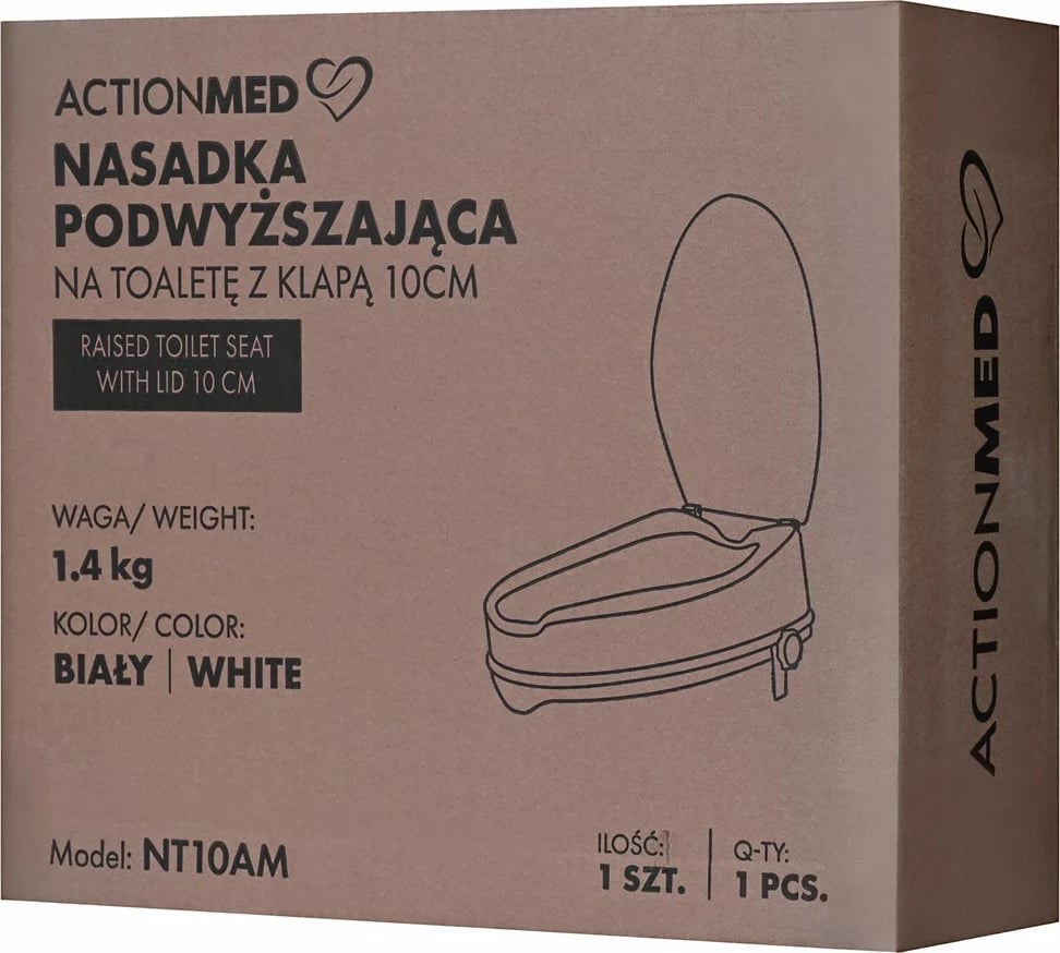 Kapak ngritës për ulëse tualeti ActionMed NT10AM, 10cm, i bardhë Kapak ngritës për ulëse tualeti ActionMed NT10AM, 10cm, i bardhë