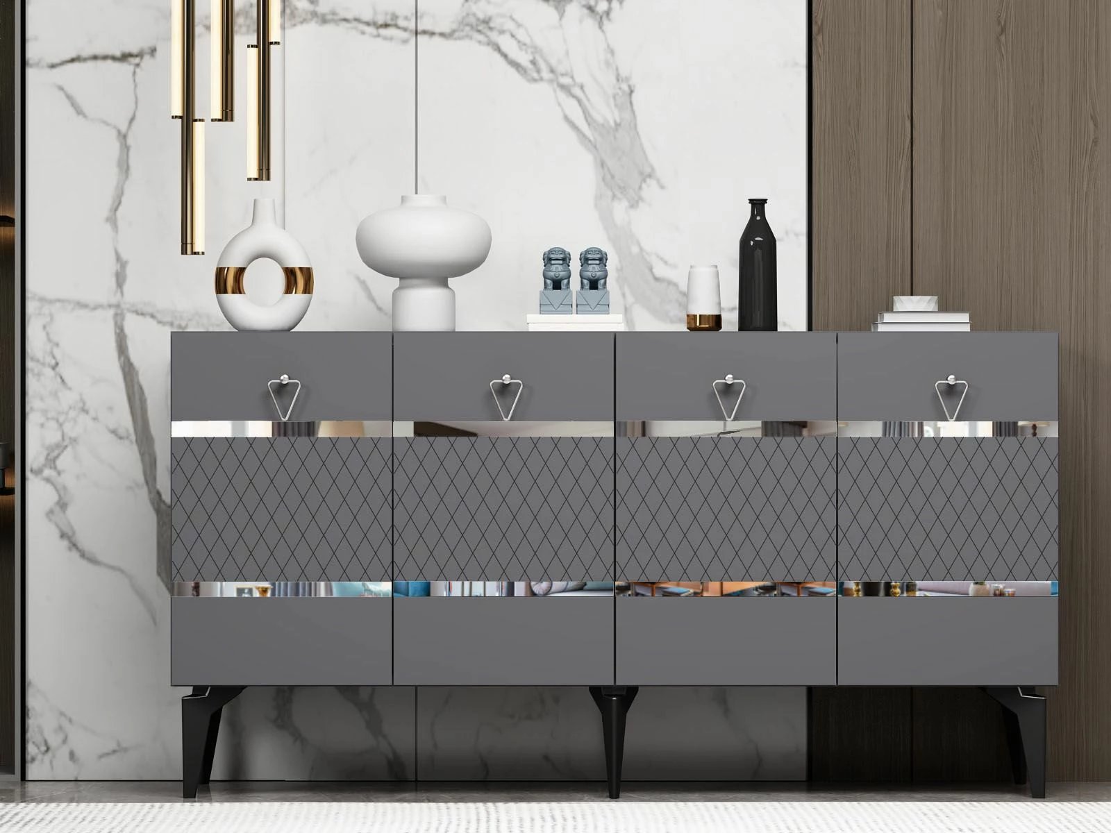 Konsol Skye Decor, ngjyrë pelin-antracit, argjend