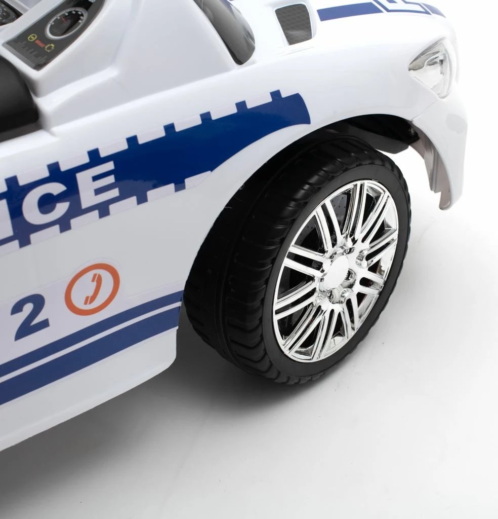 makinë shtytëse për fëmijë, Baby Mix, Police, me panel zanor dhe shufër drejtimi, 12m+, ngarkesë 25 kg, e bardhë
