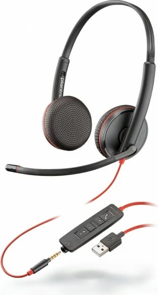Kufje Poly Plantronics Blackwire C3225 – USB-A, Stereo, të Zeza