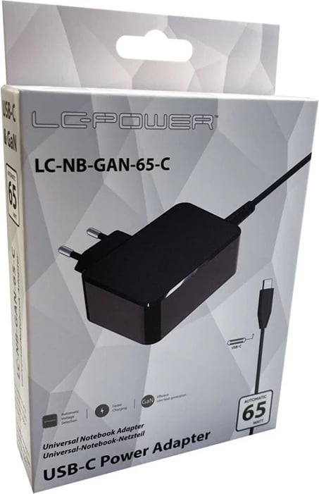 Karikues universal LC-Power LC-NB-GAN-65-C, 65W, USB-C, i zi