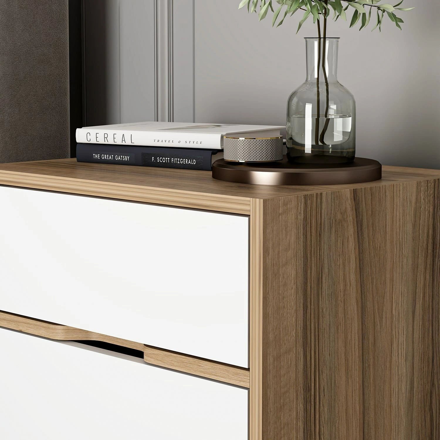 Komodinë nate Hanah Home, Elina - 8171, ngjyrë arre dhe e bardhë