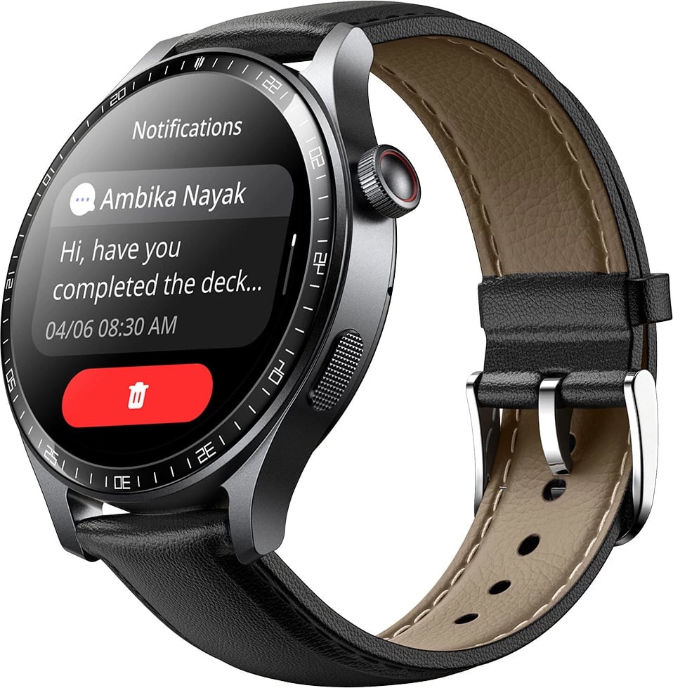 Smartwatch Joyroom JR-FC2 Pro, 1.46" HD, Bluetooth thirrje, 350mAh, Gri e errët, rripa lëkure dhe silikoni