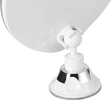 Pasqyrë LED banjoje, Adler AD 2168, zmadhim 5x, diametër 20 cm, 24 LED, rrotullim 360°, IPX4, montim me vakum, me bateri 3xAAA