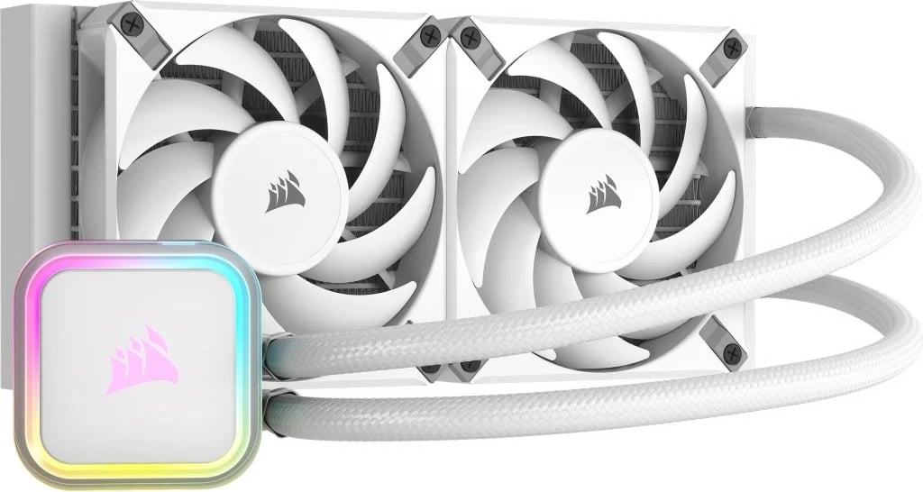 Ftohës me lëng Corsair H100i Elite, 240mm, RGB, i bardhë