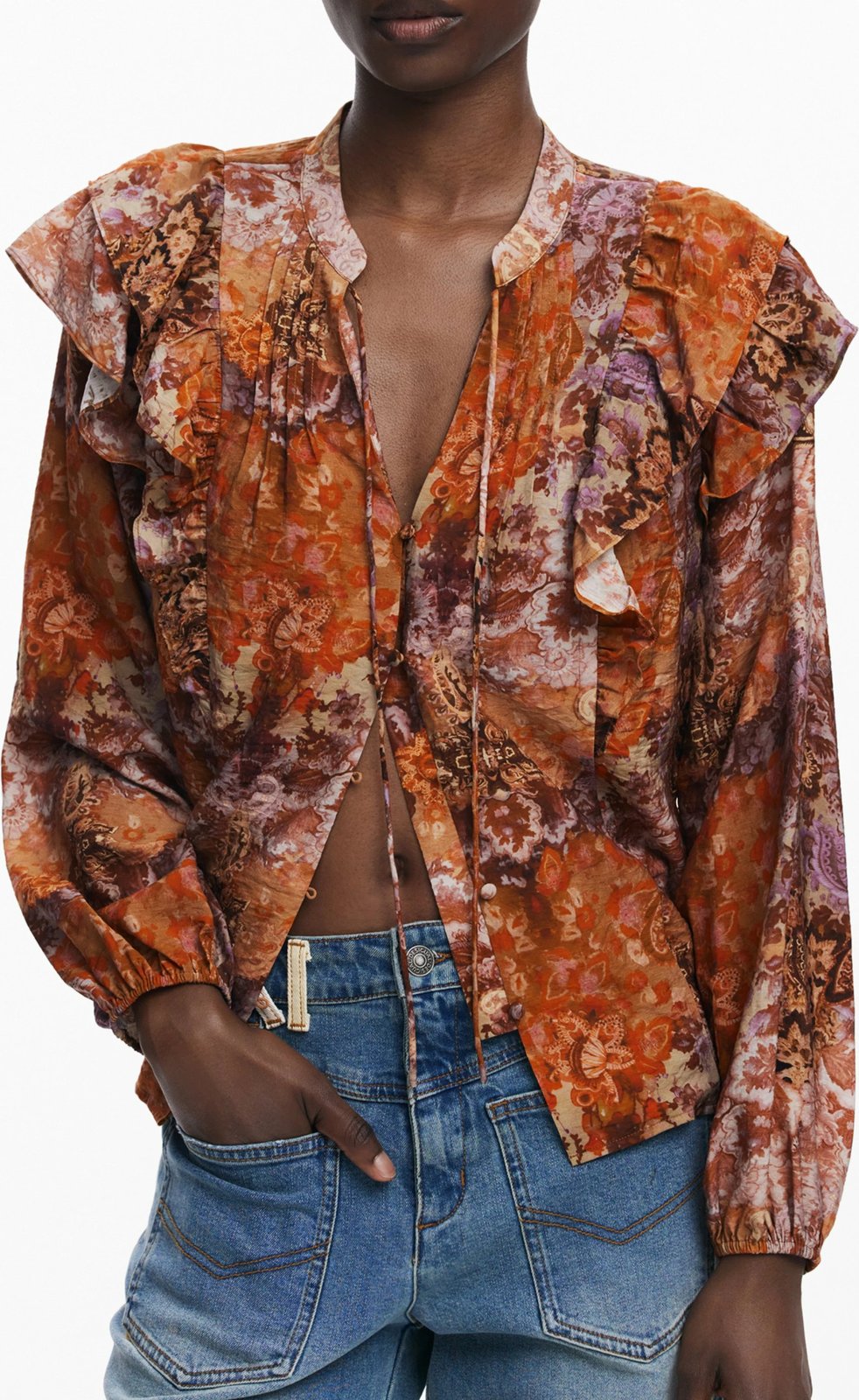 Këmishë DESIGUAL për femra, portokalli