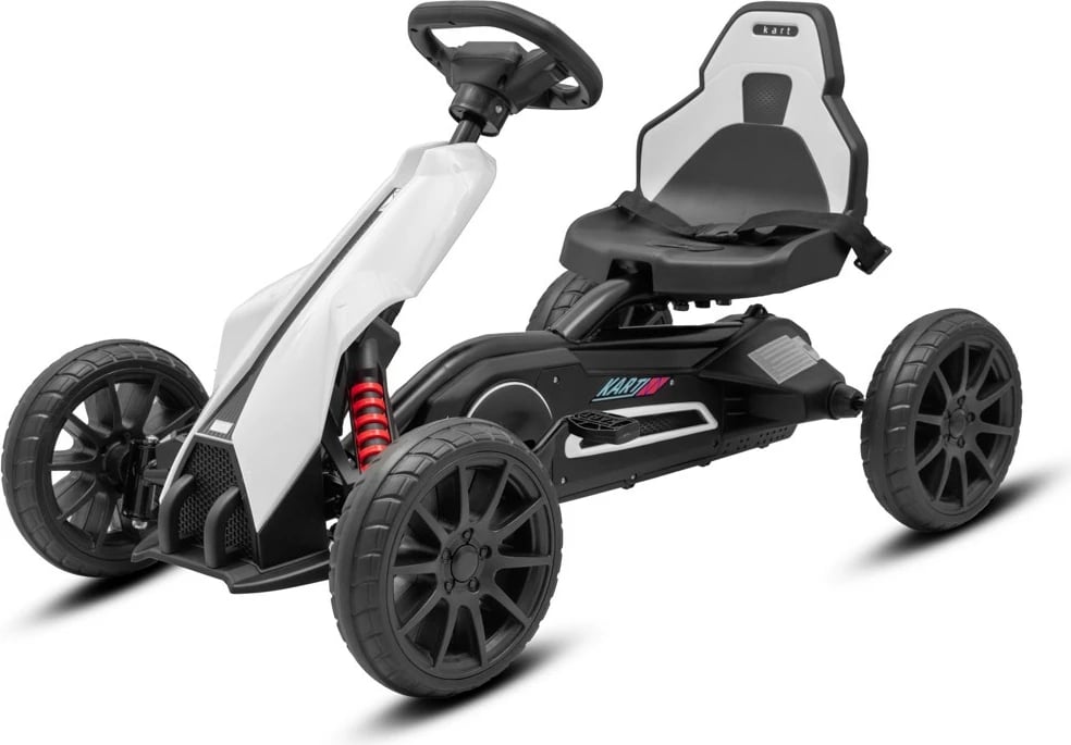 Gokart me pedale, Baby Mix, Speedster, moshat 3–8 vjeç, kornizë metalike, rrota EVA 25 cm, sedile e rregullueshme, frenë dore, bardhë