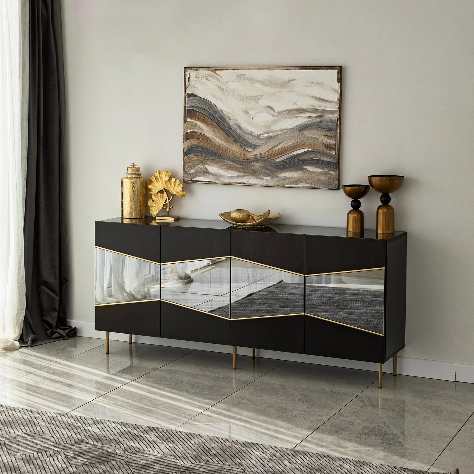 Konsol Skye Decor, Nice, e zezë, fume