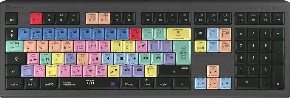 Tastierë LogicKeyboard Astra 2 për Adobe Premiere Pro CC, UK layout, Mac, shumëngjyrëshe