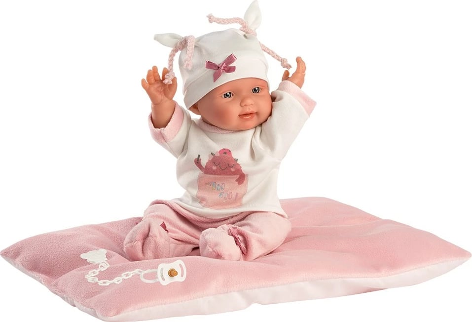 Kukull bebe Llorens Bebita 26 cm me jastëk, rozë