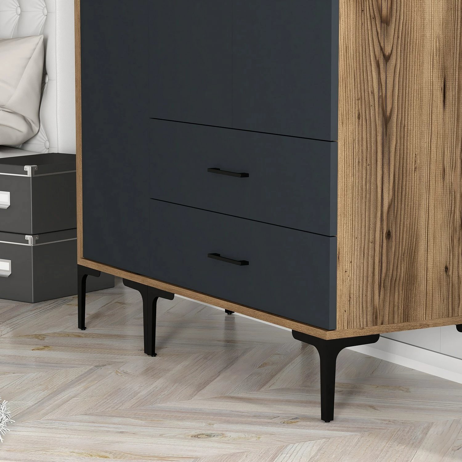 Dollap Skye Decor, ngjyrë arrë dhe antracit, Kumsal ST