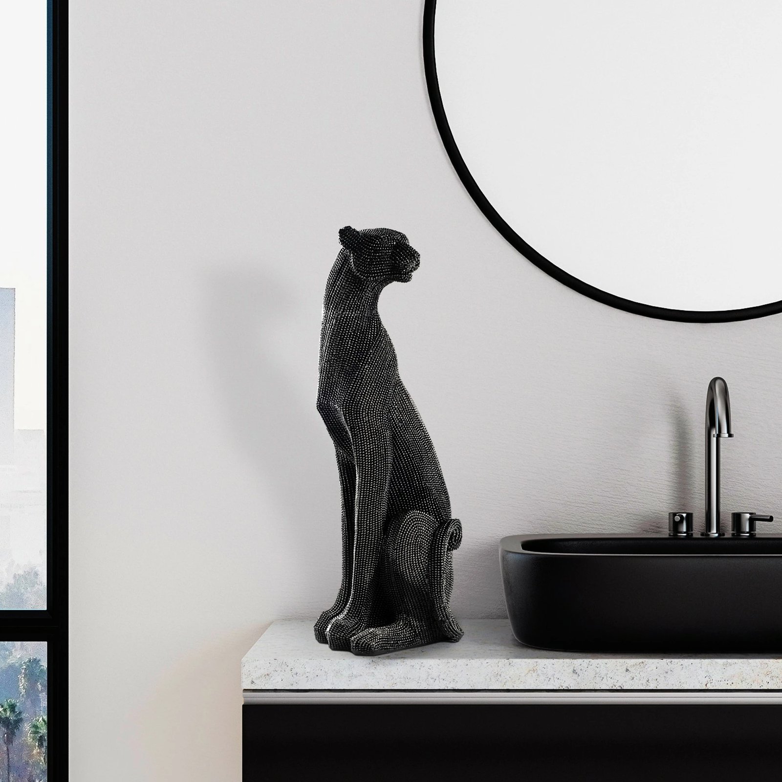 Objekt dekorativ Aberto Design, leopard, i zi