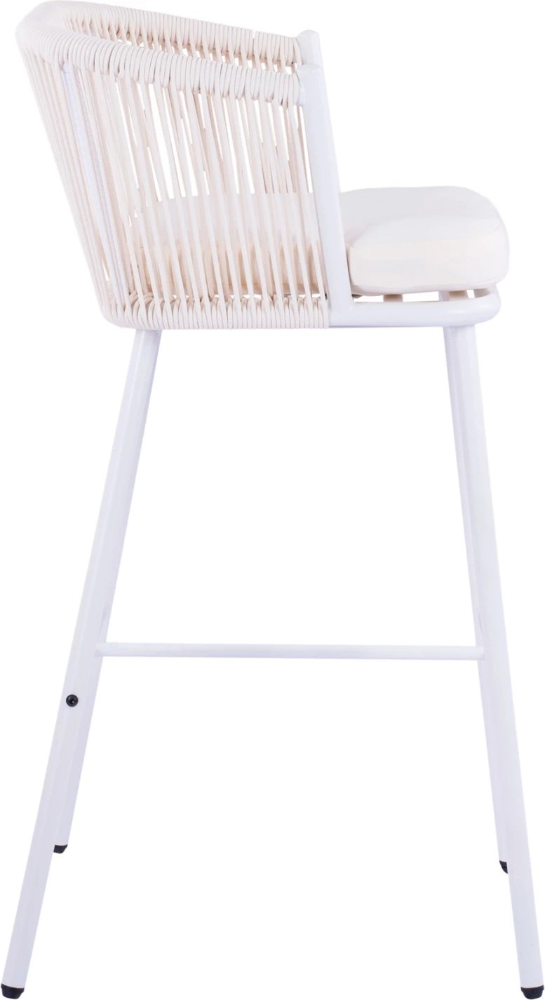 Karrige për bar me kornizë metalike dhe litar, e bardhë, FH5714.03, 46x54x101 cm