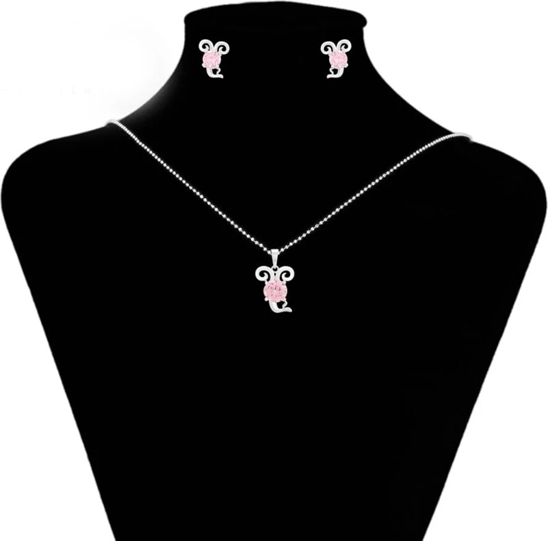 Set - vathë dhe varëse të flakëruara në argjend V2FAR, argjendtë/rozë