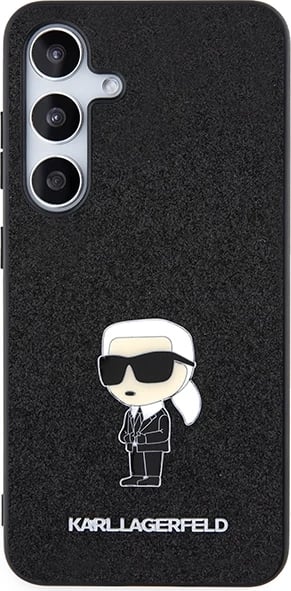 Mbështjellës Karl Lagerfeld Fixed Glitter Ikonik Logo Metal Pin për Samsung Galaxy S24, i zi