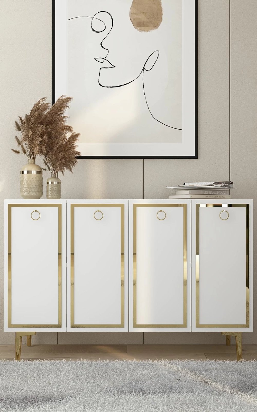 Konsolë Skye Decor, e bardhë, ar, KM120