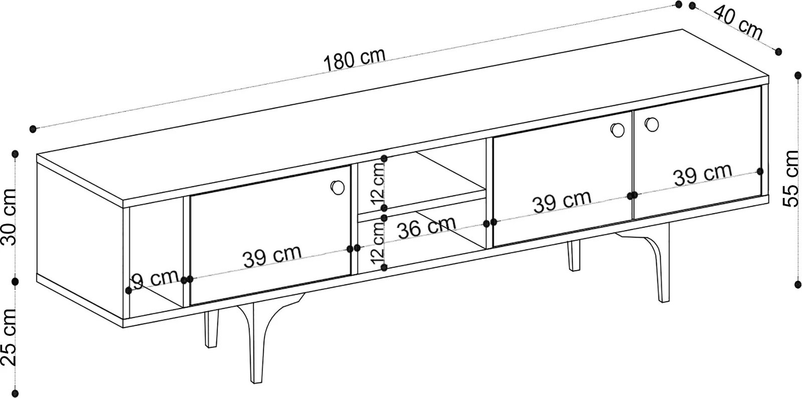 Komodë TV Hanah Home, Riena, ngjyrë lisi safir