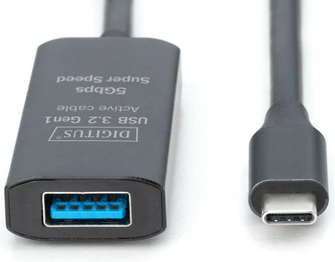 Kabllo zgjatuese aktive USB-C në USB-A Digitus DA-73111, 10m, e zezë