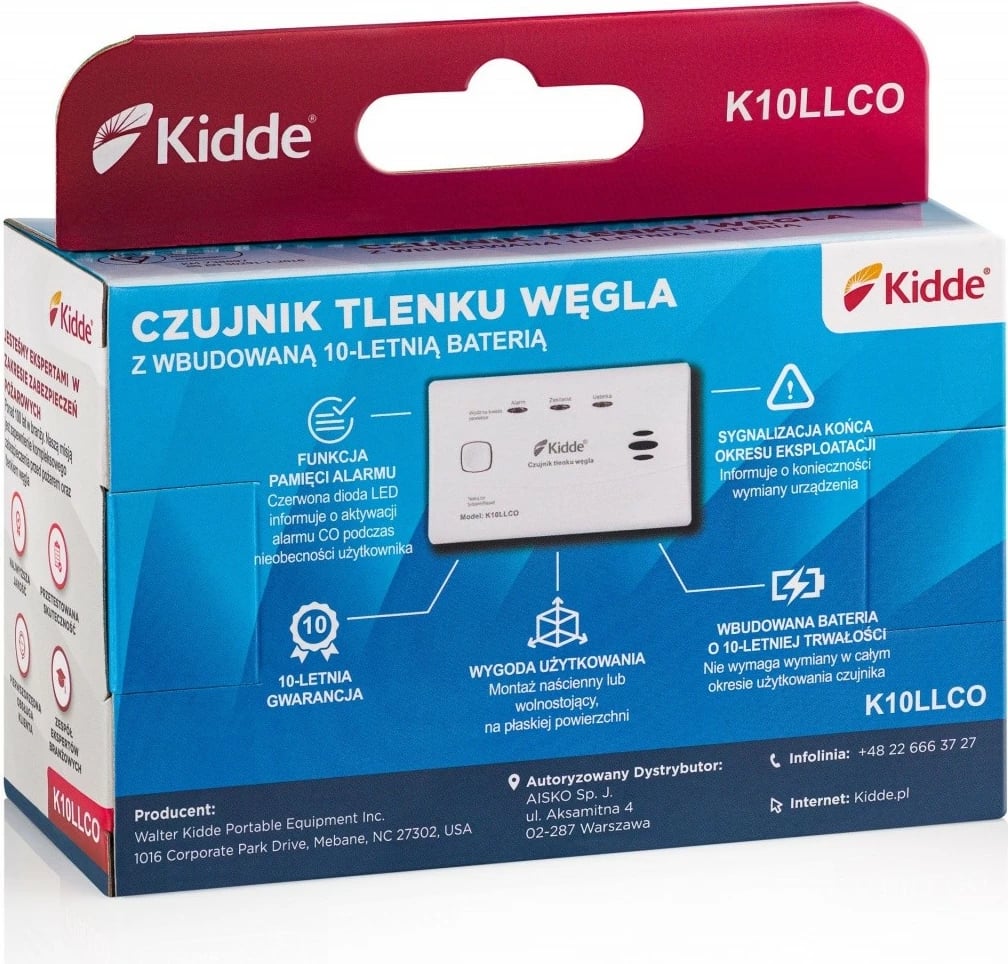 Detektor monoksidi Kidde K10LLCO, i bardhë