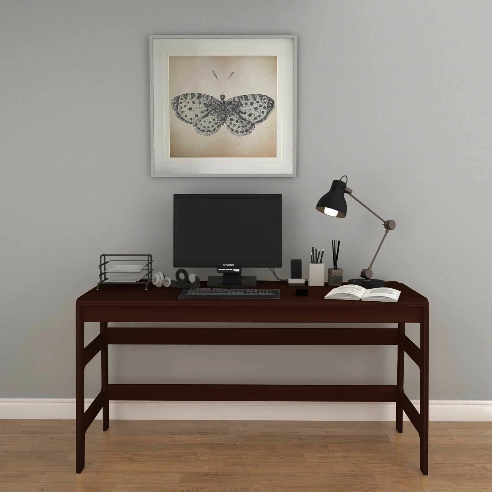 Tavolinë studimi me raft librash, ngjyrë arre, Skye Decor, CPT4803-150