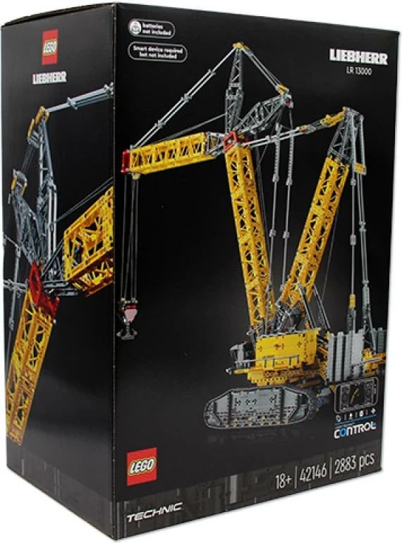 Set ndërtimi, LEGO Technic, Liebherr LR 13000 42146, 2883 copë, kontroll me aplikacion Control+, 18+, verdhë/gri