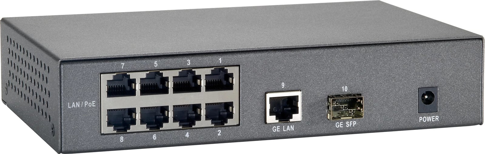 Switch LevelOne 10-Port Fast Ethernet PoE, 1 x Gigabit RJ45, 1 x Gigabit SFP, 8 PoE Outputs, 120W