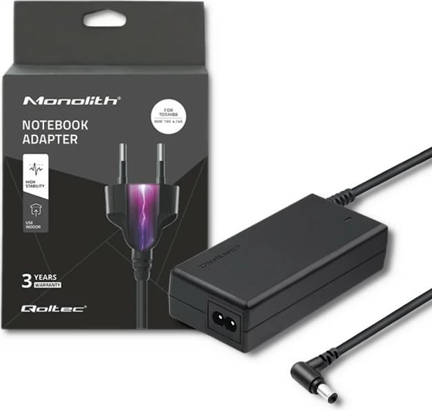 Adapter rryme për laptop Qoltec 50090.90W, 19V, 4.74A, 5.5x2.5 mm, i zi