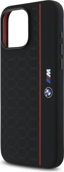 Mbështjellës BMW Silicone Hexagon Red Line MagSafe për iPhone 16 Pro Max, Zi