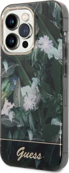 Mbështjellës Guess Jungle Collection për iPhone 14 Pro 6.1", i fortë, i gjelbër