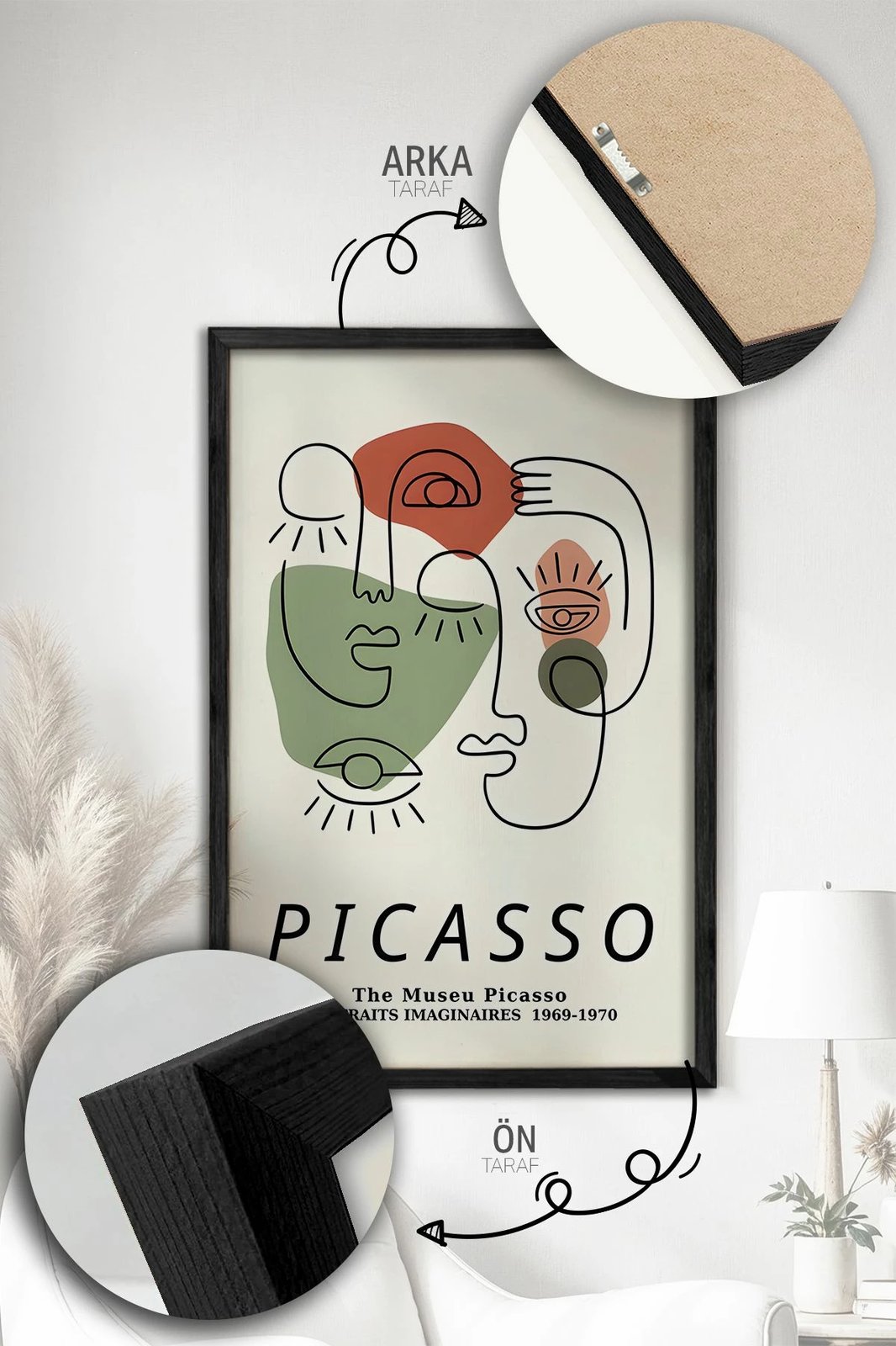 Pikturë dekorative me kornizë (3 copë), Wallity, Artvmodel3-Sıyah