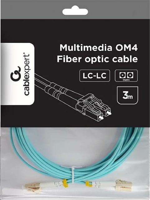 Kabllo optike multimode Gembird CFO-MDOM4-LC/LC-3M, OM4 50/125, LC/LC, 3m, turquoise
