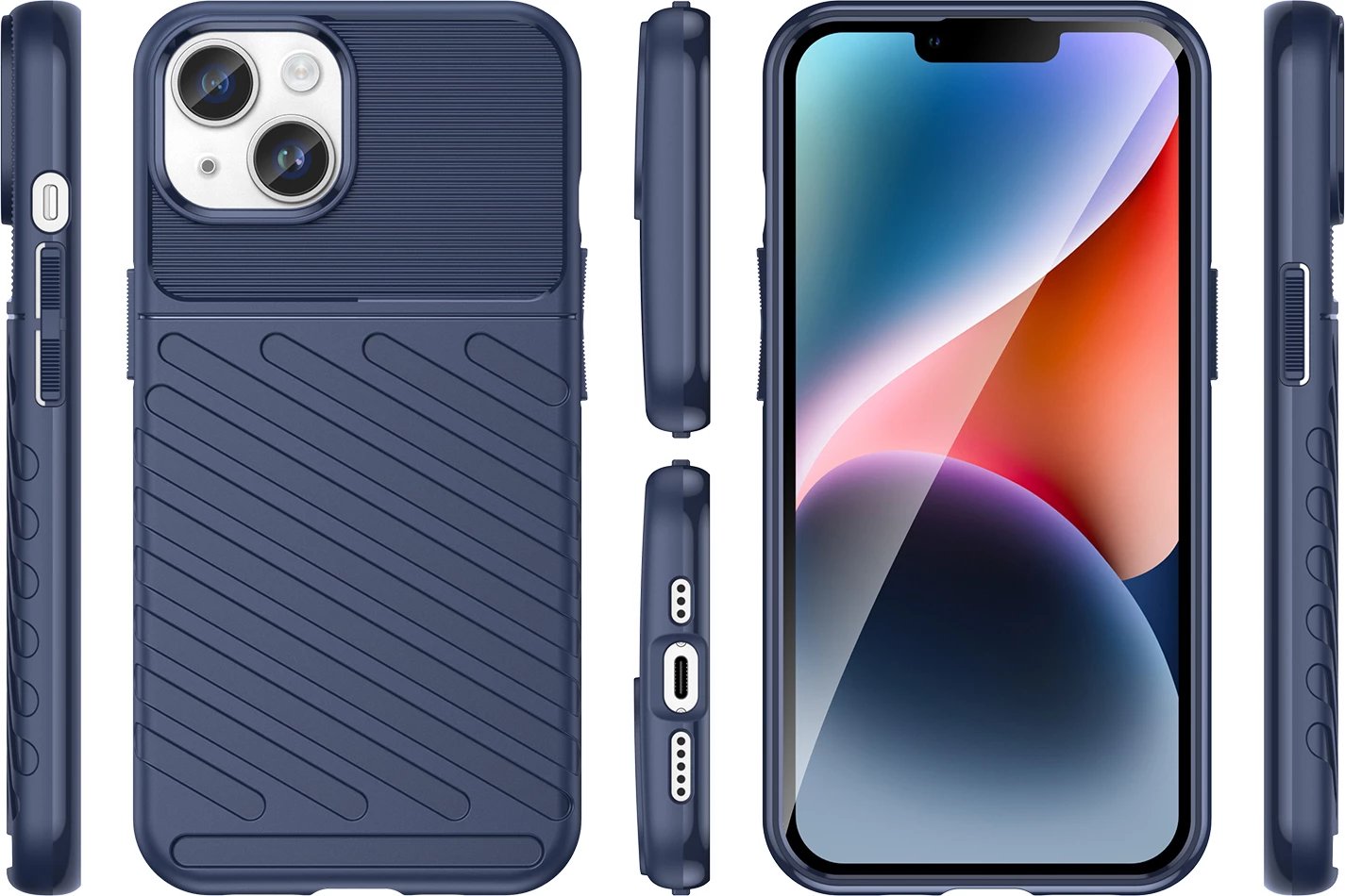 Mbështjellës Hurtel Thunder Case për iPhone 14 Plus, i blinduar, kaltër