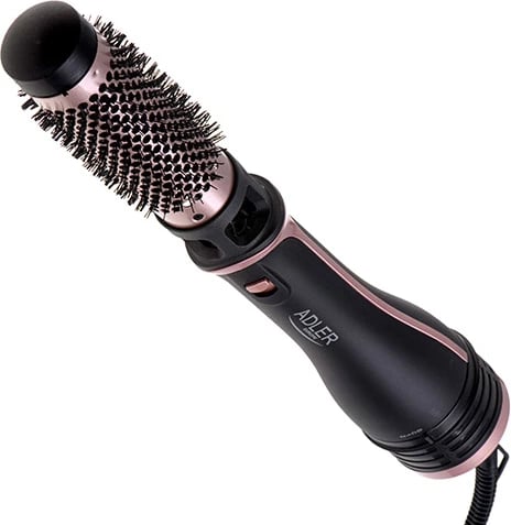 Stilues flokësh 2‑në‑1, Adler AD 2026, 1200W, 2 temperatura, goditje e ftohtë, 2 koka rrotulluese (21mm, 38mm), kabllo 1.8m, prizë C, e zezë/rozë e artë