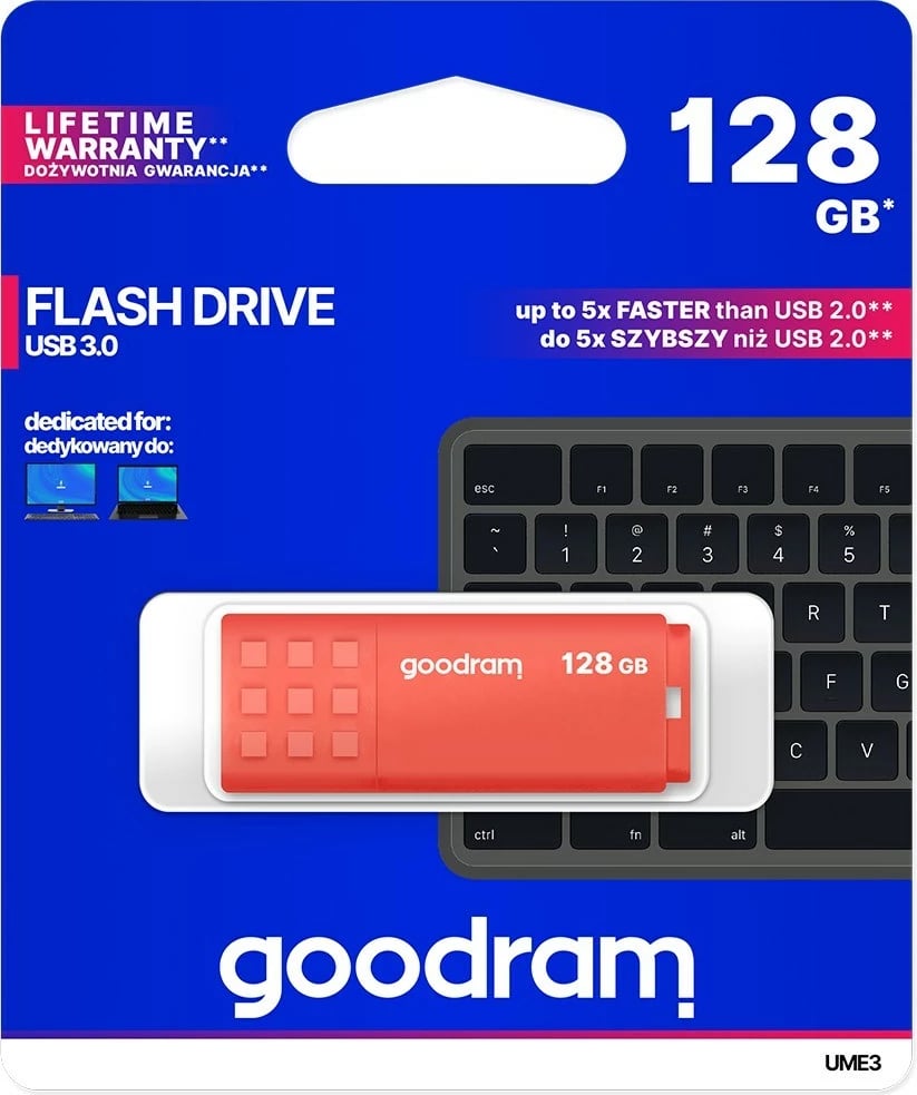 USB flash drive GoodRam UME3-1280O0R11, 128 GB, Portokalli