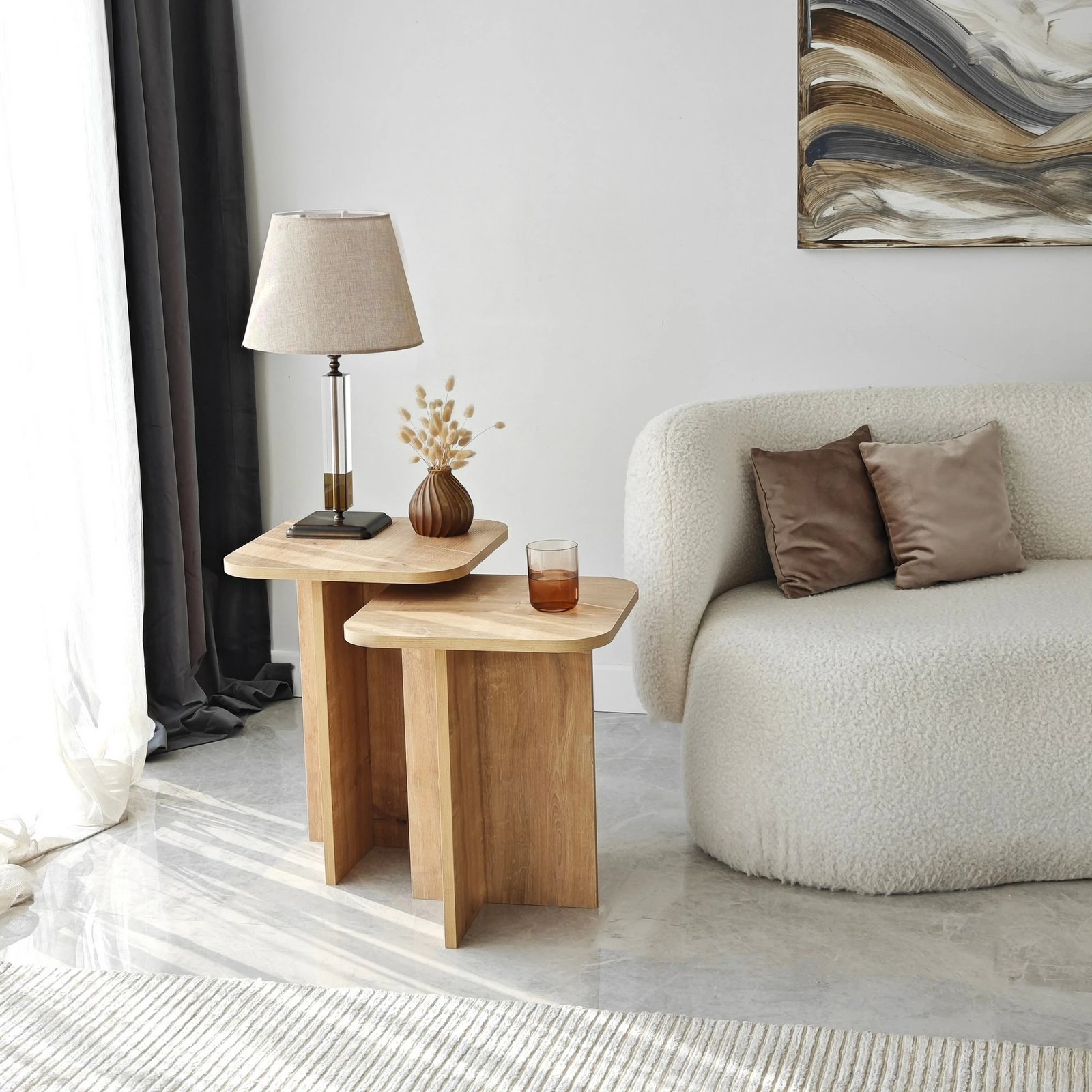 Set tavolinash anësore Hanah Home, Blues Set, ngjyrë lis, dy copë