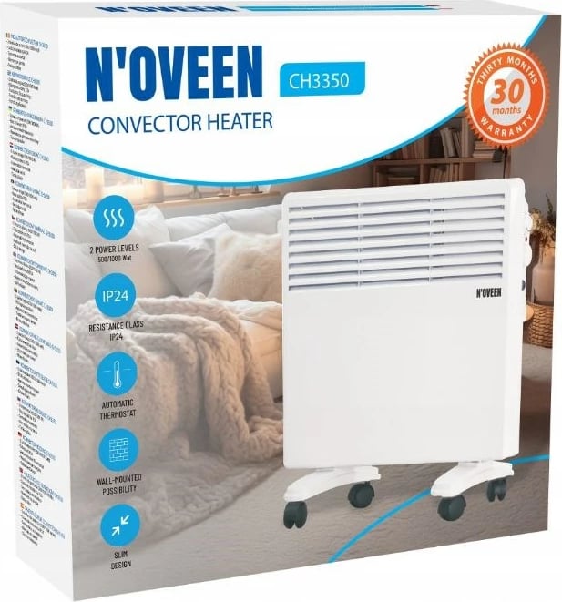 Ngrohës elektrik portativ N'OVEEN CH3350 me termostat, 1000W, i bardhë