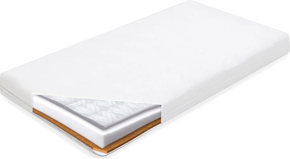 Dyshek për bebe, NEW BABY, STANDARD 120x60x11 cm, grurë saraceni-shkumë-kokos, e bardhë