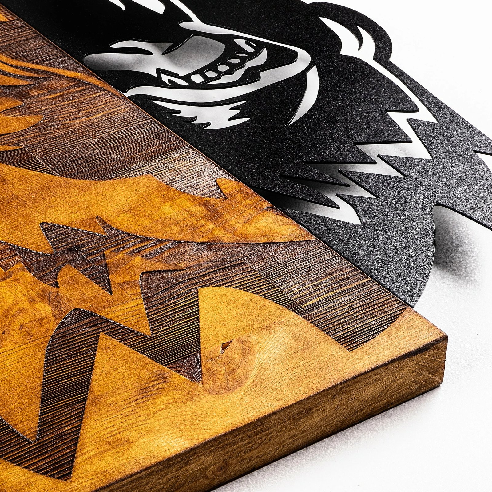 Aksesor dekorativ prej druri për mur, Wallity, Ayi 2, ngjyrë arre dhe e zezë, 49x58cm