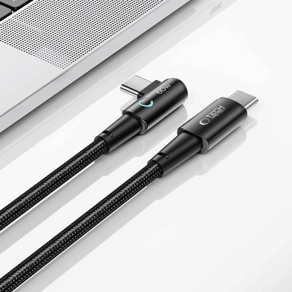 Kabllo USB-C në USB-C Tech-Protect UltraBoost L, 1m, 60W, Najlon, Gri