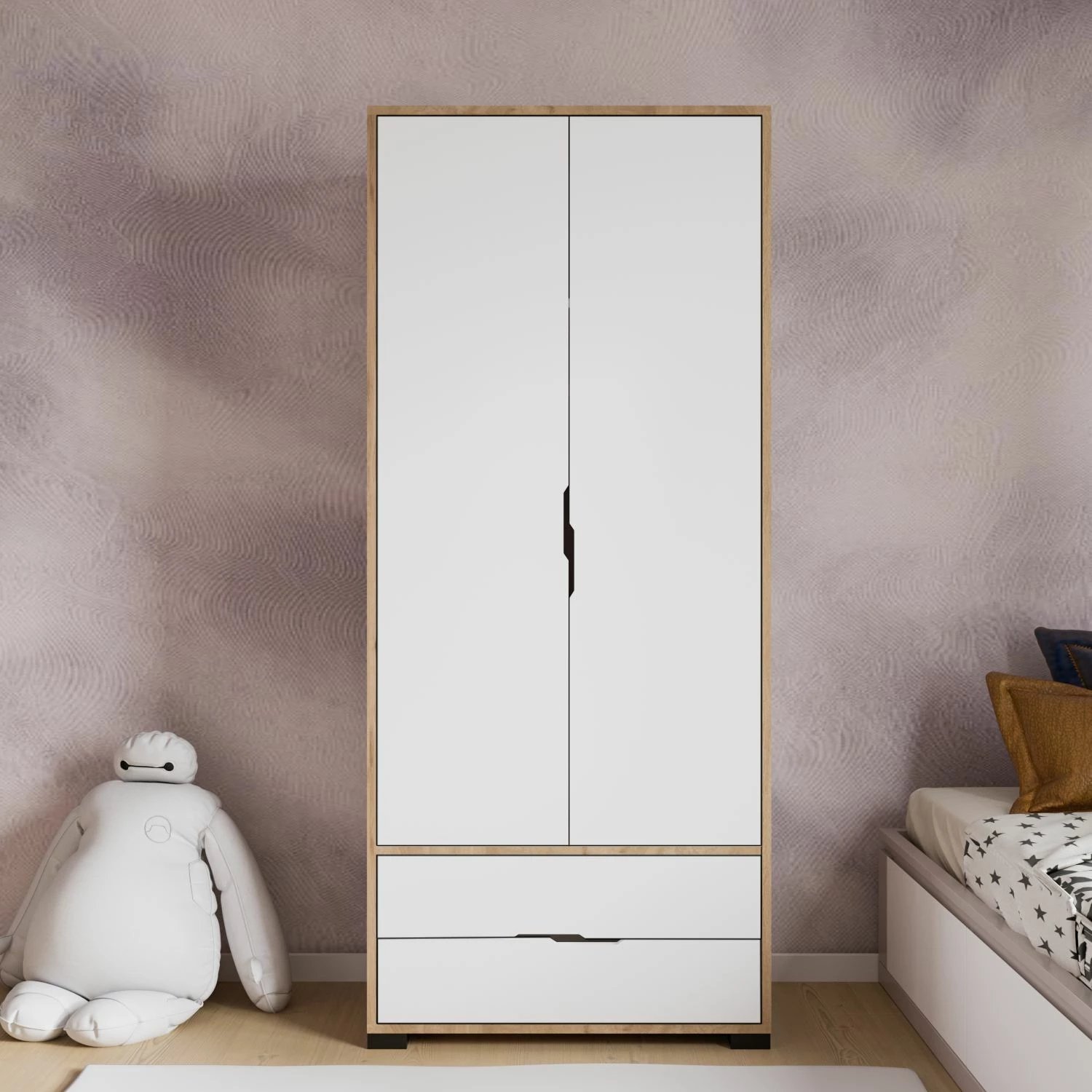 Dollap Skye Decor, sirtarë Royal 80, ngjyrë lis, e bardhë