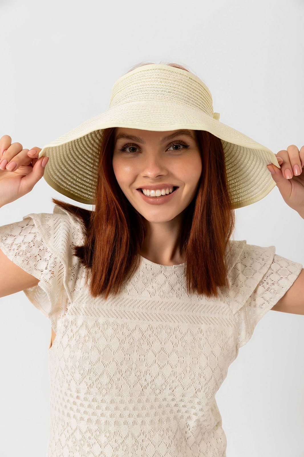 Kapelë verore për gra, ngjyrë krem, Jumeon, Hsr2080