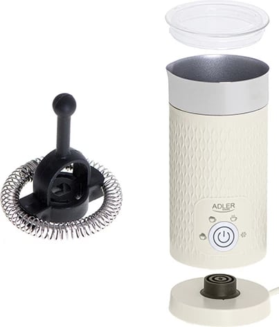 Shkumues qumështi, Adler AD 4495, 4 funksione cappuccino/latte/ngrohje/shkumë e ftohtë, 300 ml qumësht i nxehtë 130 ml shkumë, 500W, bezhë