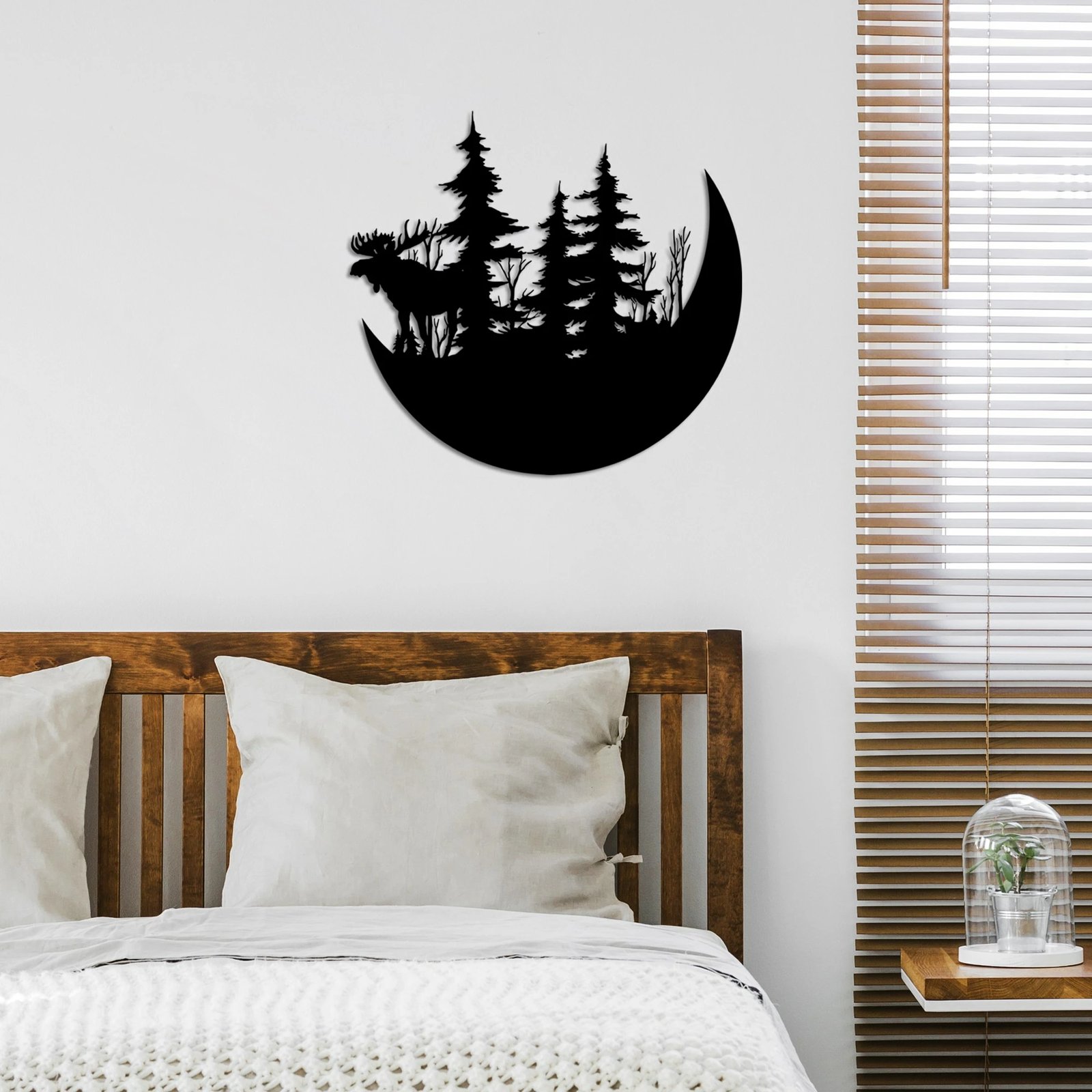 Aksesor dekorativ metalik për mur, Wallity, Wild Nature 2, i zi, 50x46cm