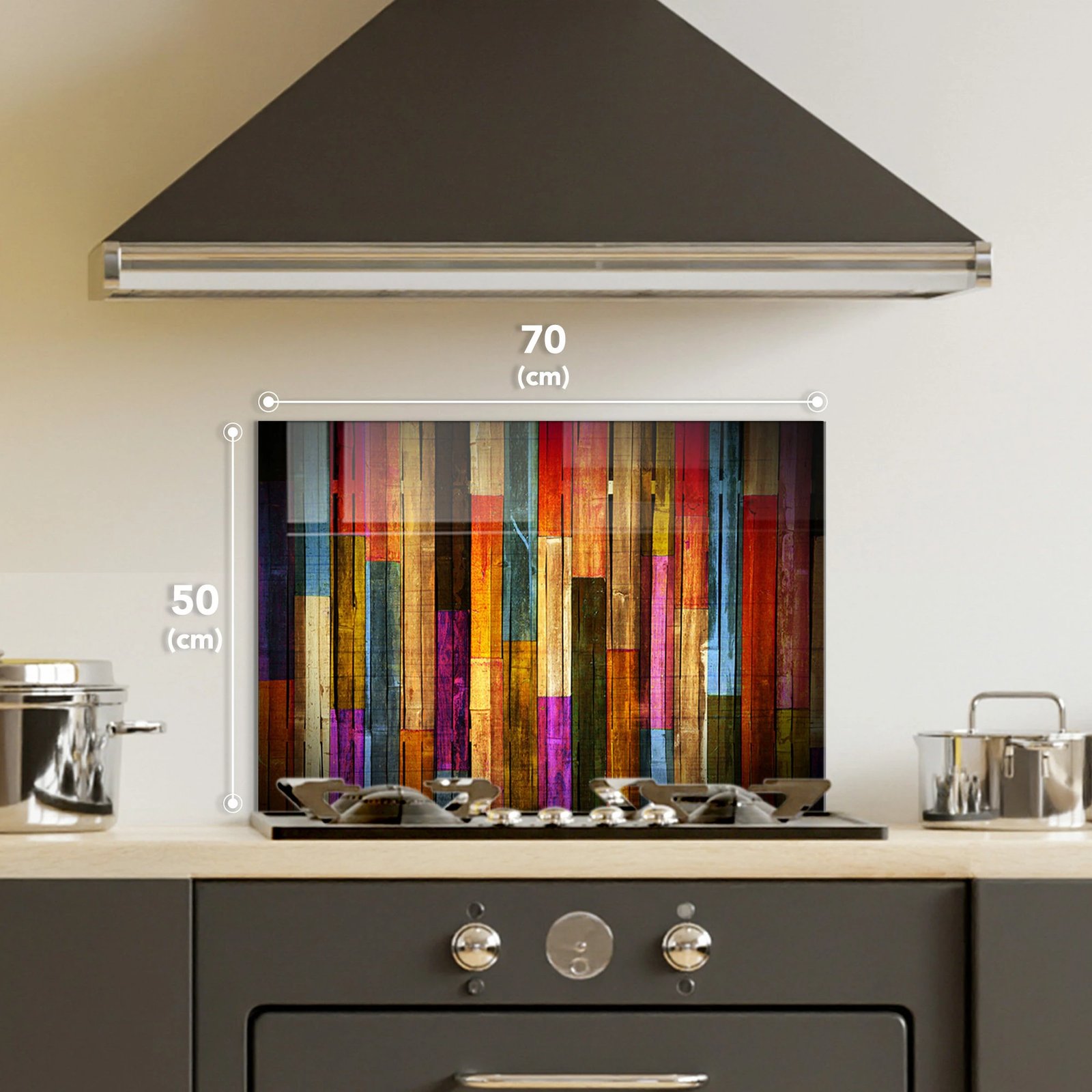 Pikturë dekorative prej xhami të temperuar, shumëngjyrëshe, 50x70cm