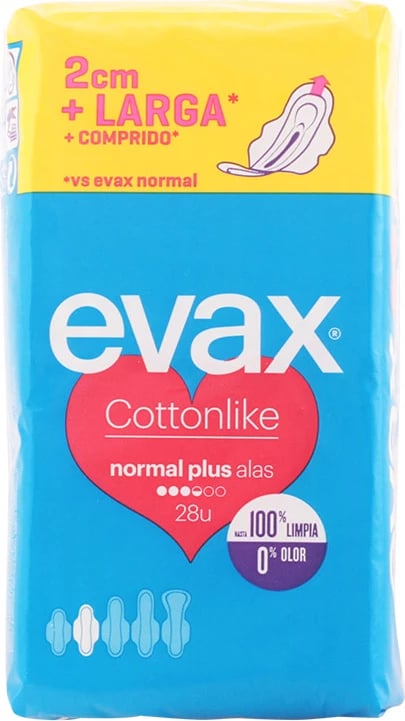 Peceta higjienike Evax Cottonlike Normal Plus me krahë për femra, 28 copë