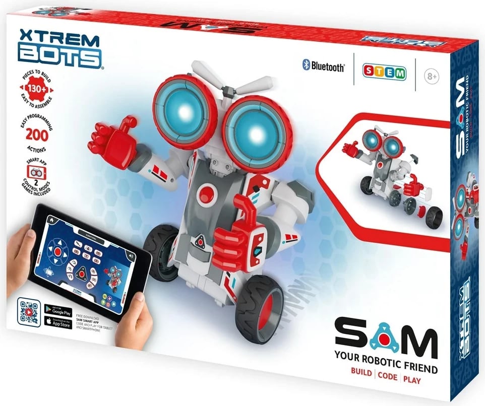 Lodër robotike XTREM BOTS Sam Bot, ndërtim dhe kontroll, Bluetooth, STEM, shumëngjyrëshe
