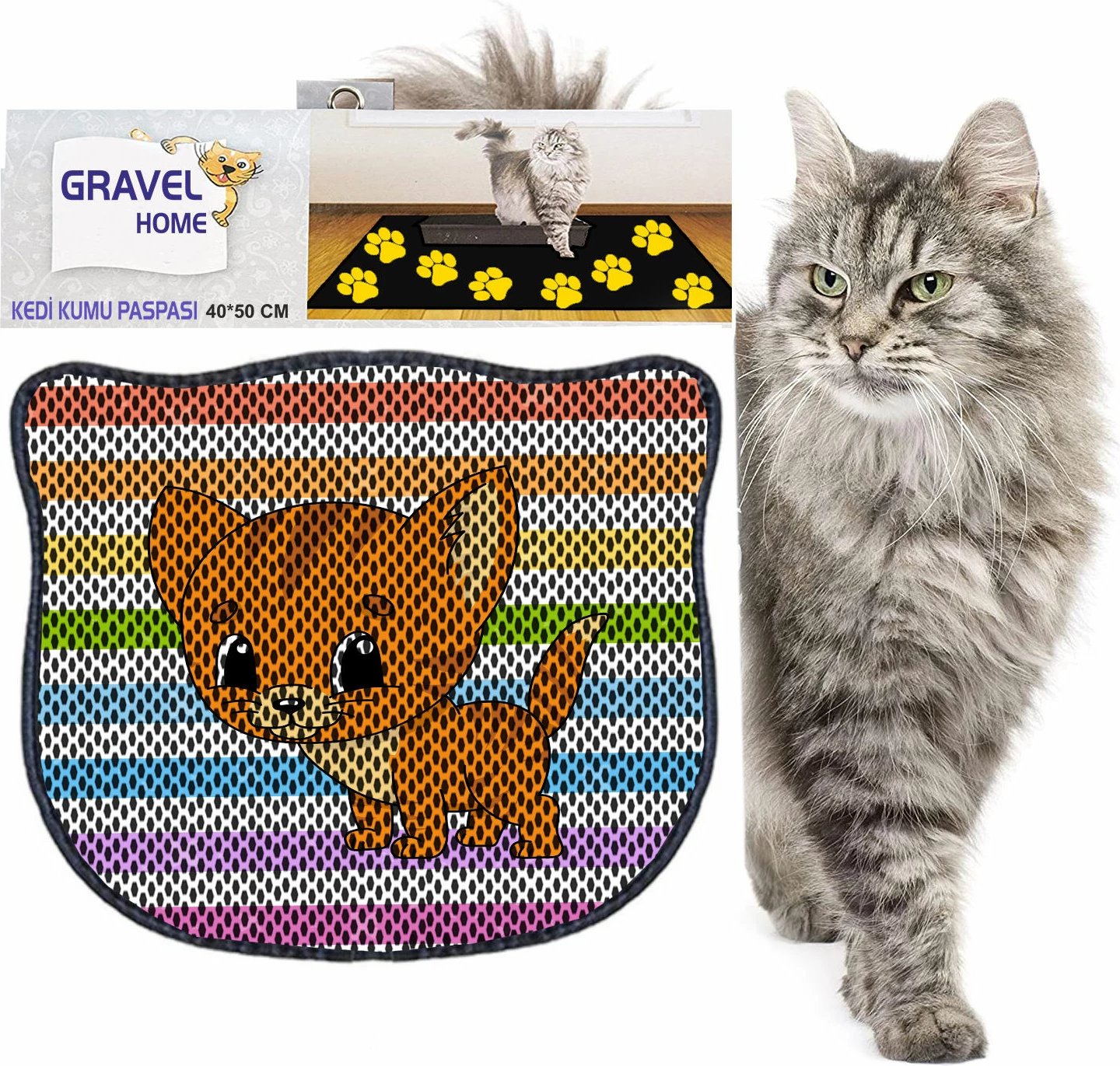 Tapet për rërë mace, shumëngjyrësh, Paws & Whiskers, Kdkafa0239, 40x50cm