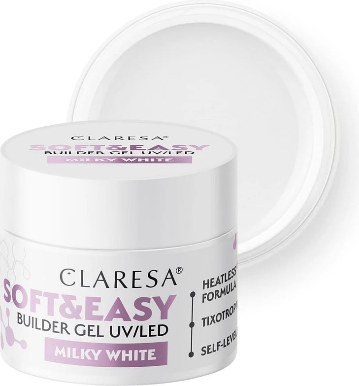 Xhel ndërtues për thonj Claresa Soft&Easy Milky White për femra, 45g