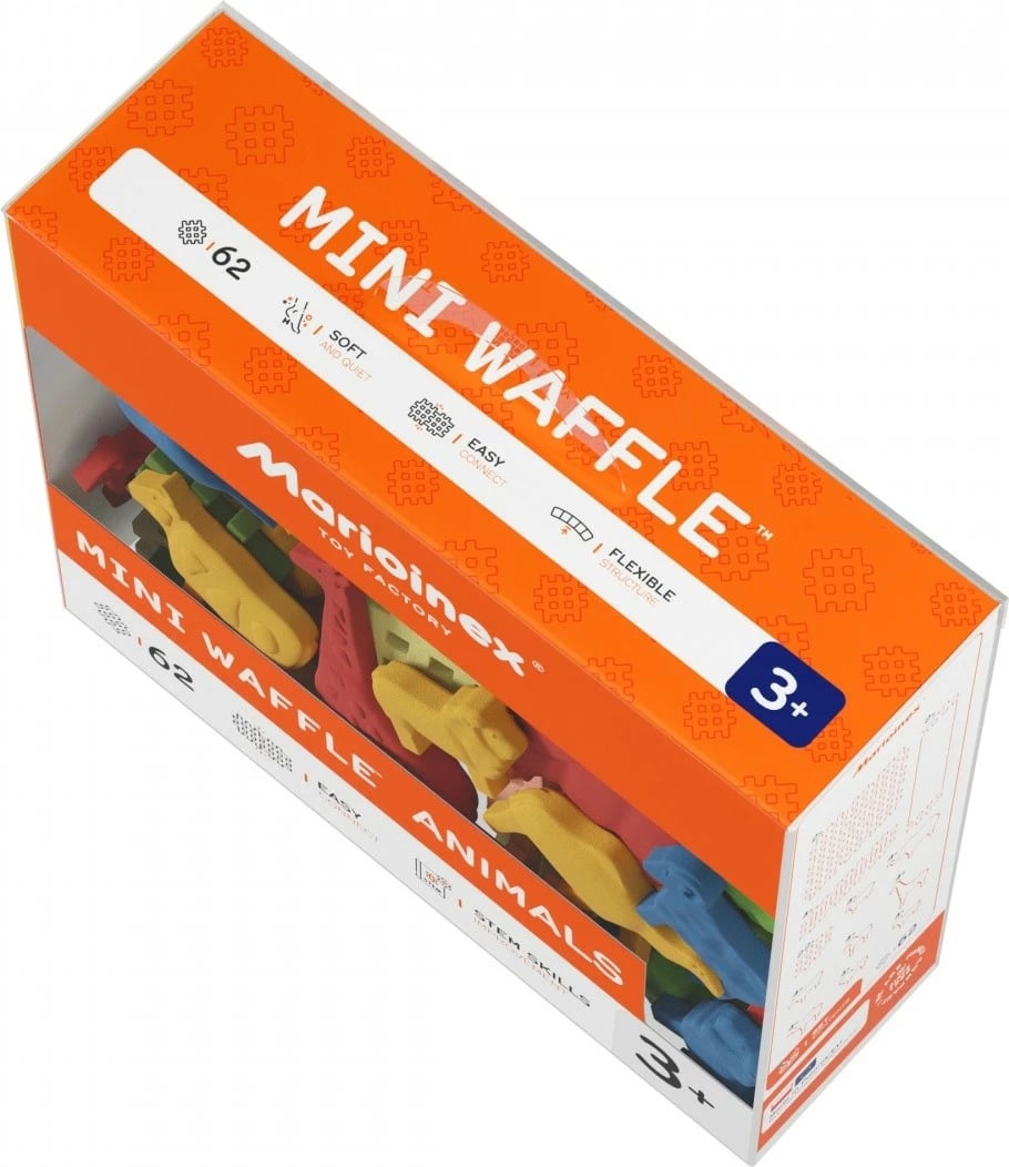 Set lodrash ndërtimi Marioinex Mini Waffle Animals, 62 pjesë, shumëngjyrëshe